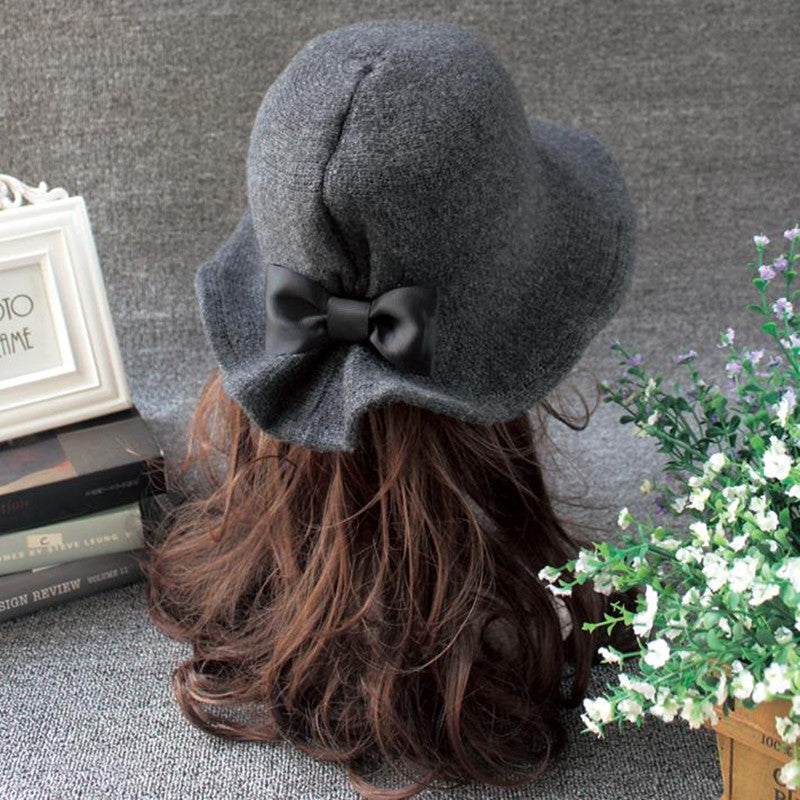 Soft Scallop Edge Bowknot Hat