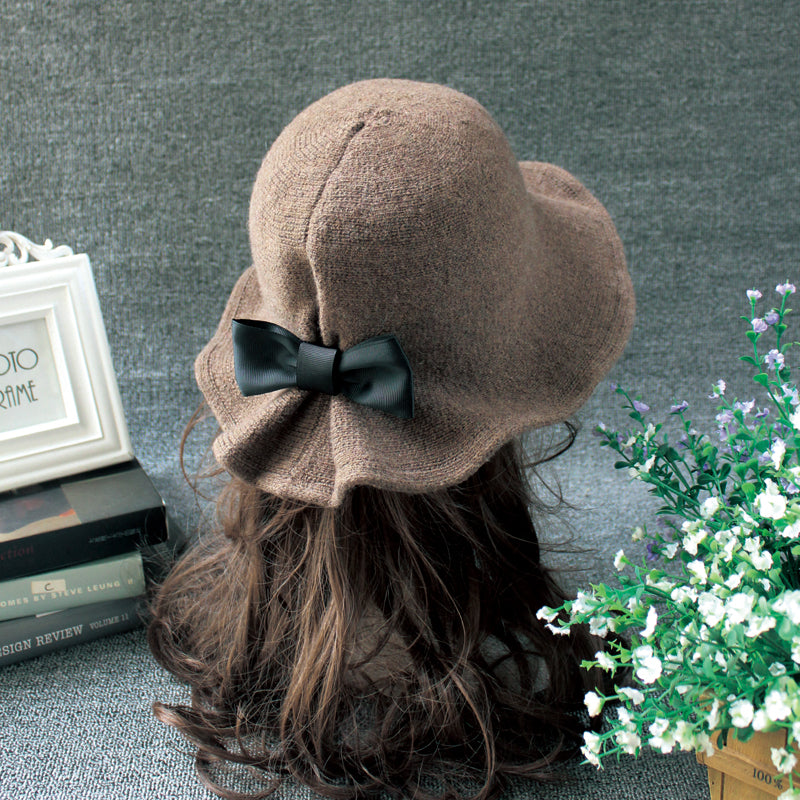 Soft Scallop Edge Bowknot Hat