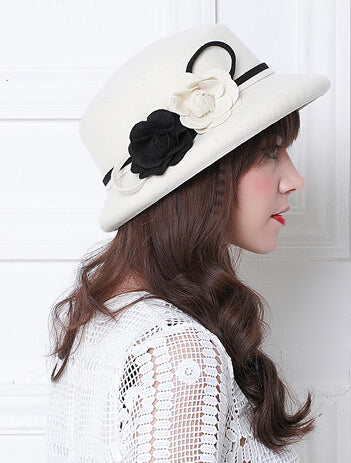 Black and White Flower Knot Casual Hat