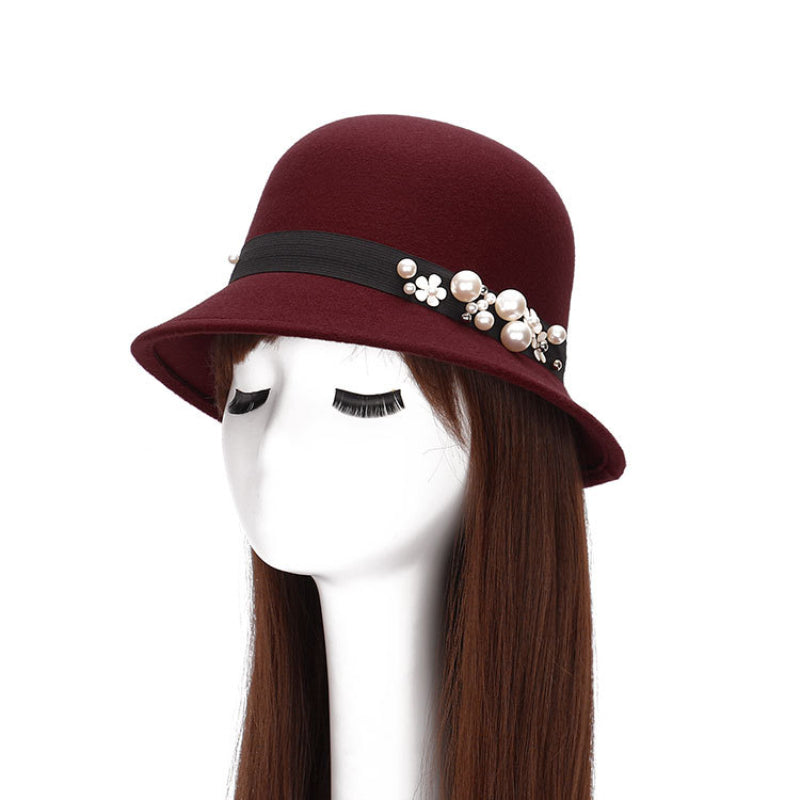 Elegant Pearl Beaded Casual Hat
