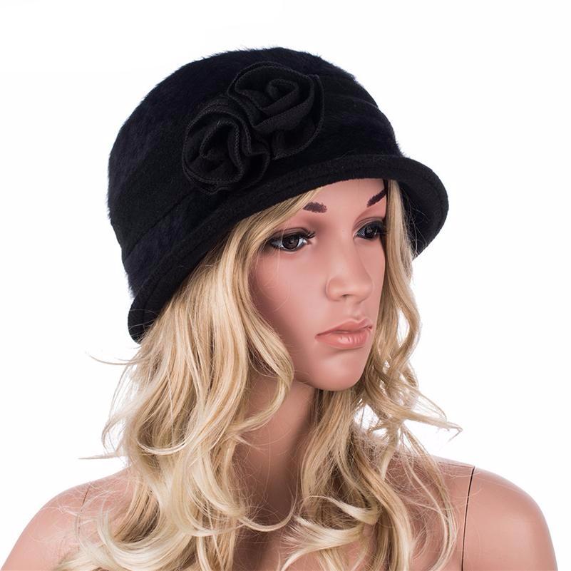 Velvet Fur Flower Knot Casual Hat