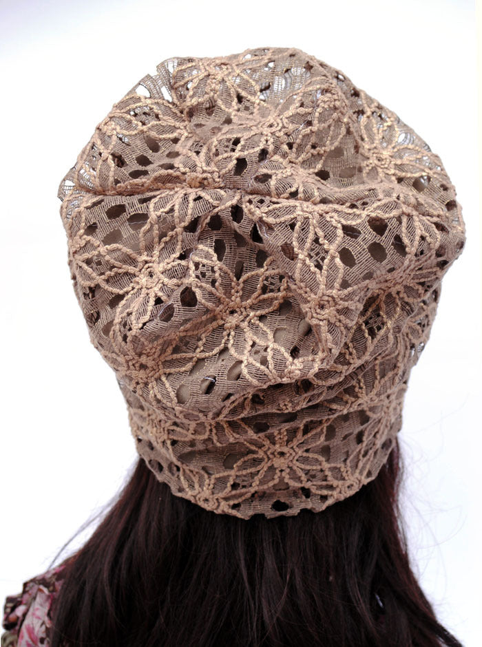 Floral Lace Sequined Beanie