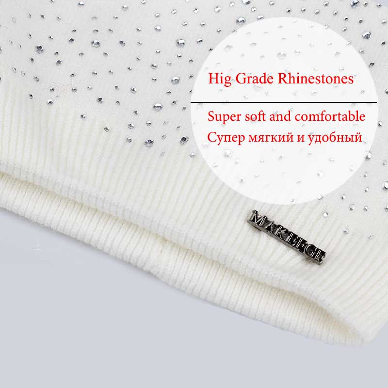 Winter Rhinestones Beanie Hat