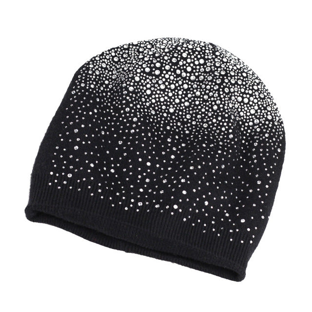 Winter Rhinestones Beanie Hat