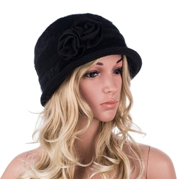 Velvet Fur Flower Knot Casual Hat