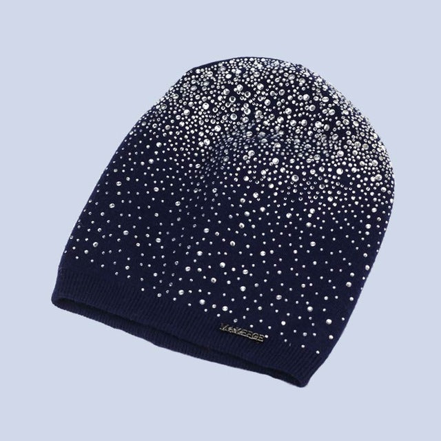 Winter Rhinestones Beanie Hat