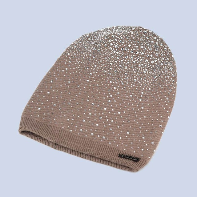 Winter Rhinestones Beanie Hat