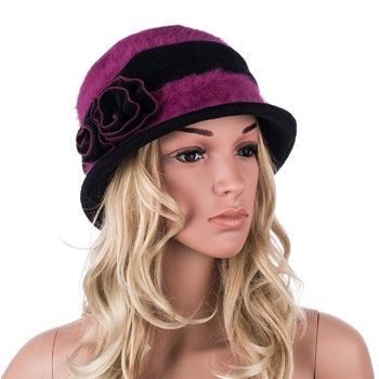 Velvet Fur Flower Knot Casual Hat