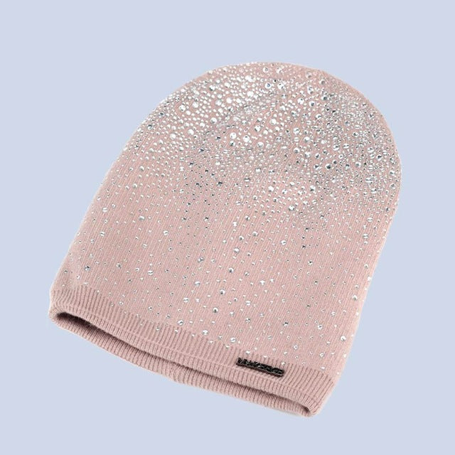 Winter Rhinestones Beanie Hat