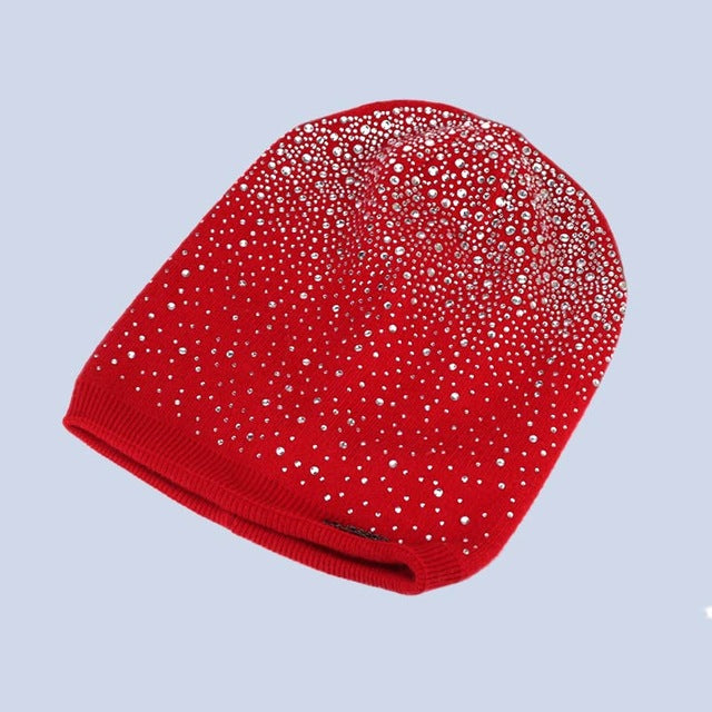 Winter Rhinestones Beanie Hat