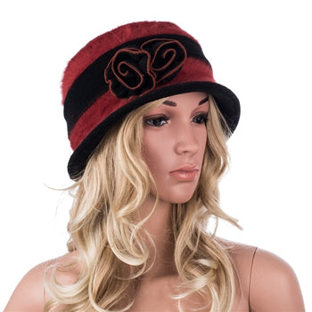 Velvet Fur Flower Knot Casual Hat